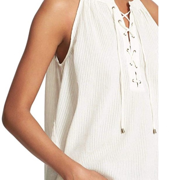 JOIE Arabeth Shadow-Striped Cotton Sleeveless Top XS - Picture 10 of 13